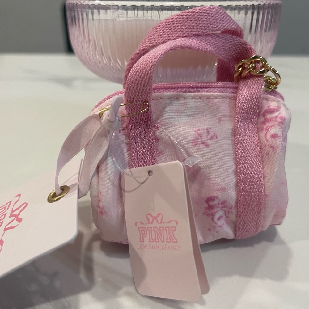 Pink X Loveshackfancy Mini Duffle Keychain Charm